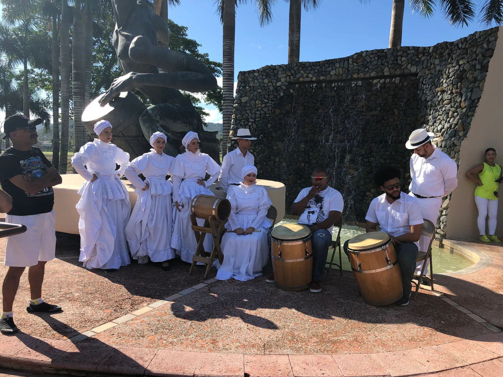Bomba dancers and drummers performing in Caguas, Puerto Rico