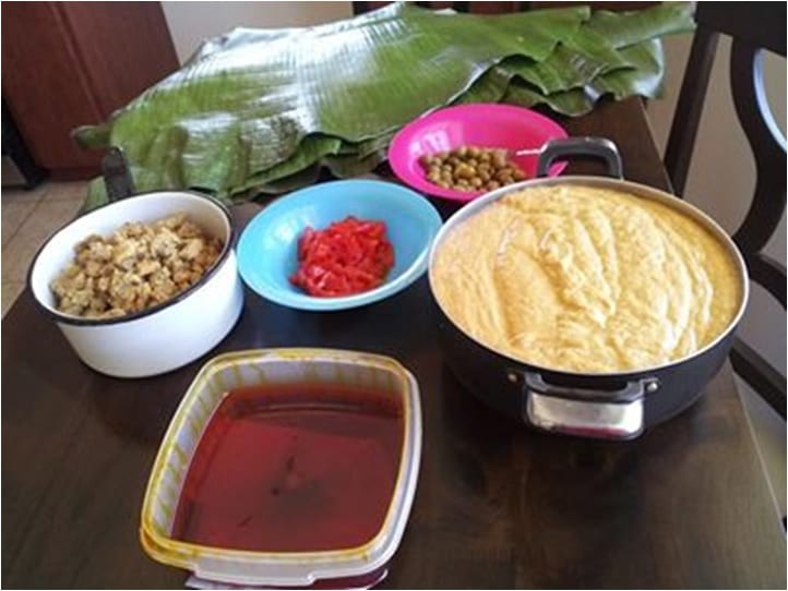 Ingredients for Puerto Rican pasteles